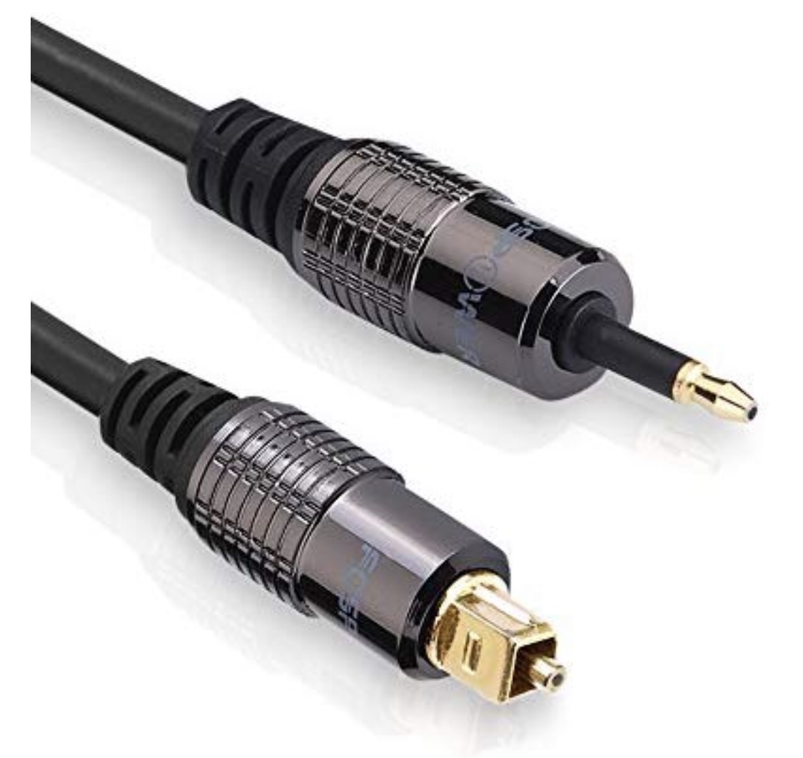 CableCreation 3 Feet Toslink Male to Mini Toslink Male Digital S/PDIF Audio Optical Fiber Cable 24K Gold Plated,Black & Silver/1M