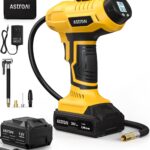 AstroAI Cordless Tire Inflator Air Compressor 20V Rechargeable Battery Powered 160PSI Portable Air Pump with 12V Car Power Adapter Digital Pressure Gauge for Cars Motorcycles JY16P160-18