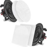 Pyle 8.0" Ceiling Wall Mount Speakers - Pair of 2-Way Full Range Sound Stereo Speaker Audio System Flush Design w/ Electronic Crossover Network 40Hz-20kHz Frequency Response & 250 Watts Peak