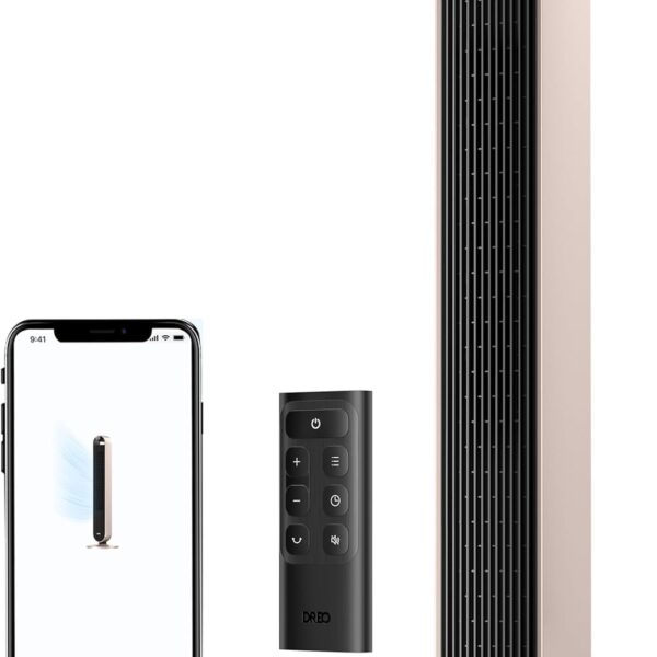 DREO Smart Tower Fan Voice Control, 120° Oscillating Fan Works with Alexa/Google/App/Remote, 42 Inch, 20dB Quiet DC Bladeless Fan for Bedroom,12 Speeds, Floor Fan for Home, Office
